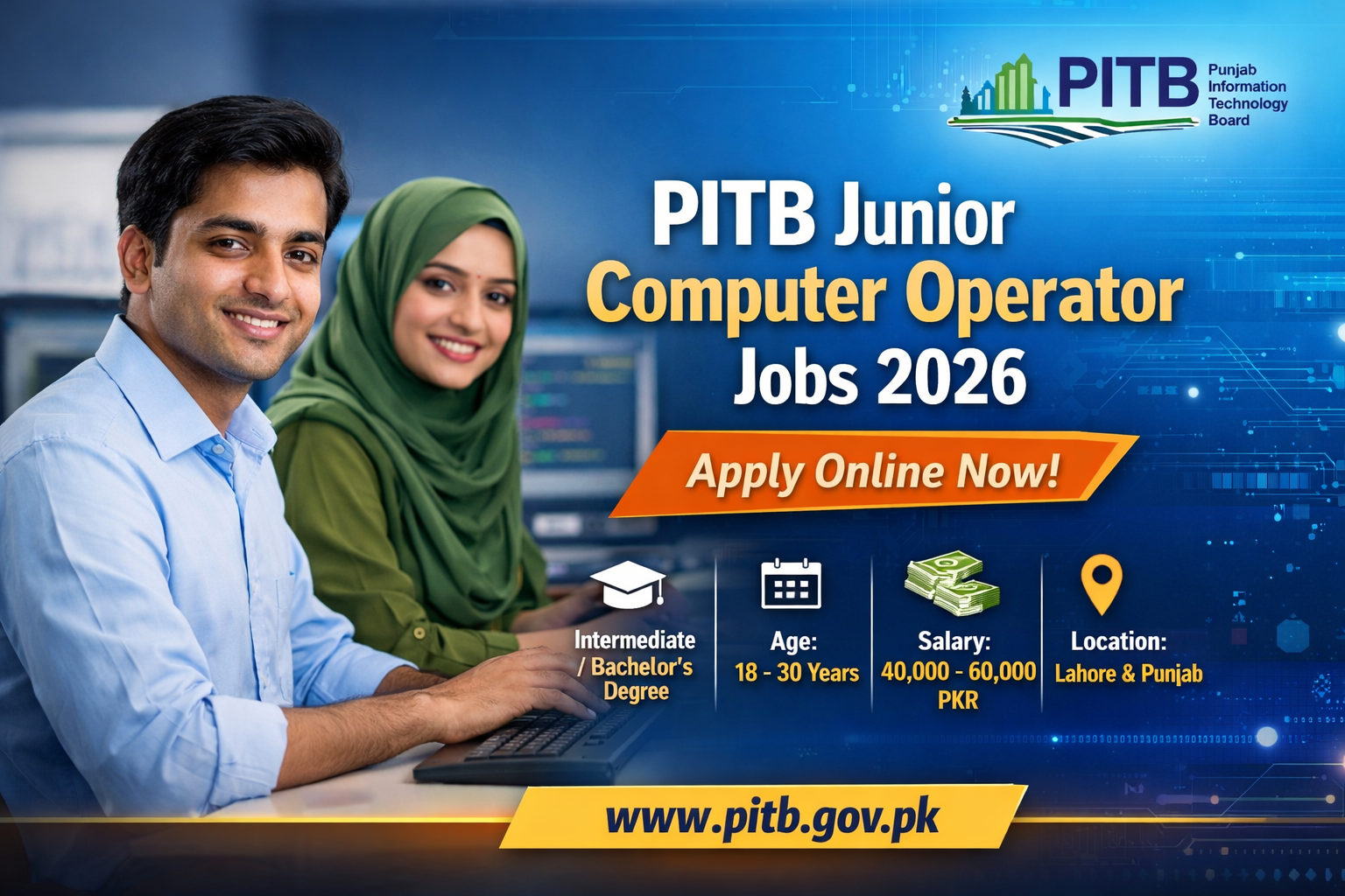 PITB Junior Computer Operator Jobs 2026